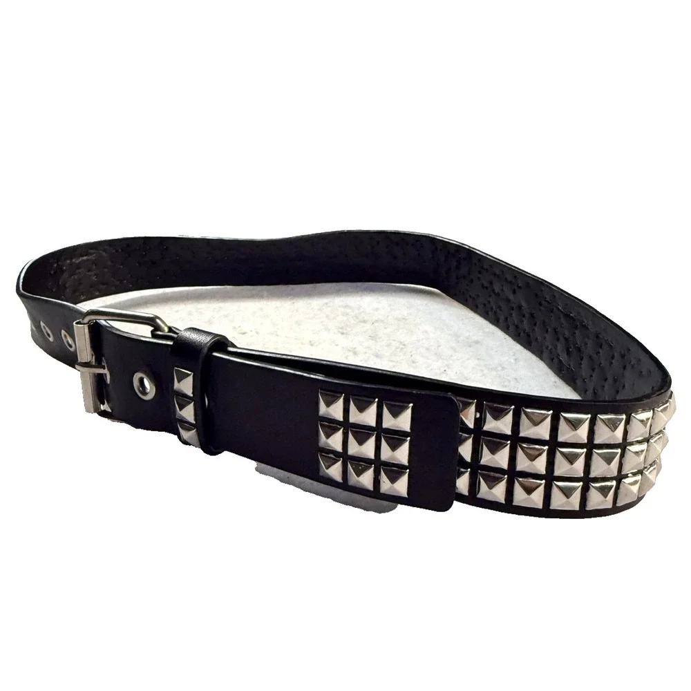 Studded Belt Mens 36 Black Faux Leather Y2K Punk Grunge